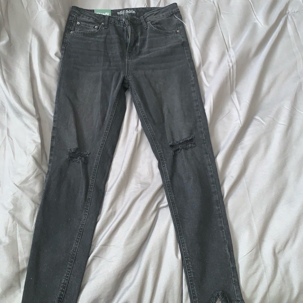 high rise skinny distressed jeans